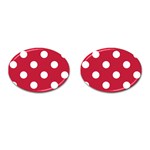 Polka Dots - White on Cardinal Red Cufflinks (Oval)
