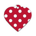 Polka Dots - White on Cardinal Red Dog Tag Heart (One Side)
