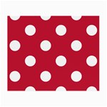 Polka Dots - White on Cardinal Red Small Glasses Cloth (2 Sides)