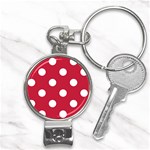Polka Dots - White on Cardinal Red Nail Clippers Key Chain