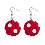 Polka Dots - White on Cardinal Red 1  Button Earrings