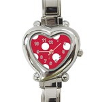 Polka Dots - White on Cardinal Red Heart Italian Charm Watch