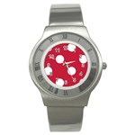 Polka Dots - White on Cardinal Red Stainless Steel Watch