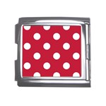 Polka Dots - White on Cardinal Red Mega Link Italian Charm (18mm)