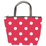Polka Dots - White on Cardinal Red Bucket Bag