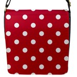 Polka Dots - White on Cardinal Red Flap Closure Messenger Bag (S)