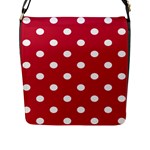 Polka Dots - White on Cardinal Red Flap Closure Messenger Bag (L)