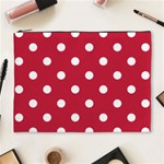 Polka Dots - White on Cardinal Red Cosmetic Bag (XL)