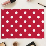 Polka Dots - White on Cardinal Red Cosmetic Bag (XXL)