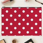 Polka Dots - White on Cardinal Red Cosmetic Bag (XXXL)