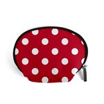 Polka Dots - White on Cardinal Red Accessory Pouch (Small)