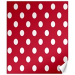 Polka Dots - White on Cardinal Red Canvas 20  x 24 