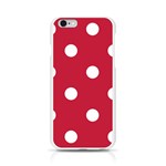 Polka Dots - White on Cardinal Red Apple iPhone 6/6S Silicone Case (Transparent)