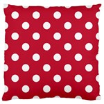 Polka Dots - White on Cardinal Red Large Cushion Case (Two Sides)