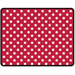 Polka Dots - White on Cardinal Red Fleece Blanket (Medium) (One Side)
