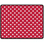 Polka Dots - White on Cardinal Red Double Sided Fleece Blanket (Medium) (Two Sides)