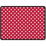 Polka Dots - White on Cardinal Red Double Sided Fleece Blanket (Large) (Two Sides)
