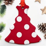 Polka Dots - White on Cardinal Red Ornament (Christmas Tree)