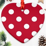 Polka Dots - White on Cardinal Red Ornament (Heart)