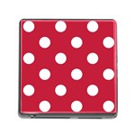 Polka Dots - White on Cardinal Red Memory Card Reader (Square)