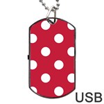 Polka Dots - White on Cardinal Red Dog Tag USB Flash (Two Sides)