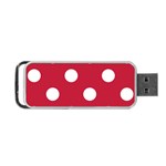 Polka Dots - White on Cardinal Red Portable USB Flash (Two Sides)