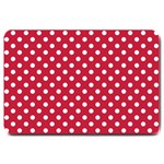 Polka Dots - White on Cardinal Red Large Doormat