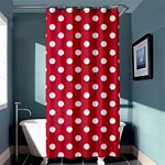 Polka Dots - White on Cardinal Red Shower Curtain 36  x 72  (Stall)