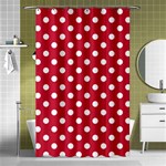 Polka Dots - White on Cardinal Red Shower Curtain 48  x 72  (Small)