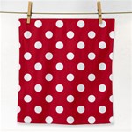 Polka Dots - White on Cardinal Red Face Towel