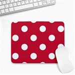 Polka Dots - White on Cardinal Red Small Mousepad