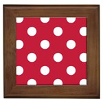 Polka Dots - White on Cardinal Red Framed Tile