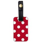 Polka Dots - White on Cardinal Red Luggage Tag (One Side)