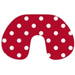 Polka Dots - White on Cardinal Red Travel Neck Pillow