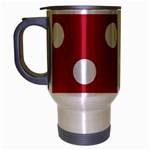 Polka Dots - White on Cardinal Red Travel Mug (Silver Gray)
