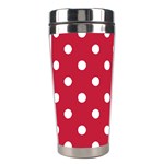 Polka Dots - White on Cardinal Red Stainless Steel Travel Tumbler
