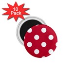 Polka Dots - White on Cardinal Red 1.75  Magnet (10 pack)