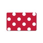 Polka Dots - White on Cardinal Red Magnet (Name Card)