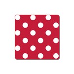 Polka Dots - White on Cardinal Red Magnet (Square)