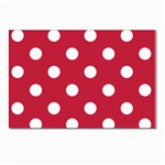 Polka Dots - White on Cardinal Red Postcard 4  x 6 