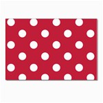 Polka Dots - White on Cardinal Red Postcards 5  x 7  (Pkg of 10)