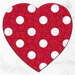 Polka Dots - White on Cardinal Red Jigsaw Puzzle (Heart)