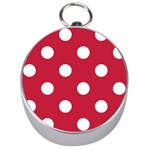 Polka Dots - White on Cardinal Red Silver Compass