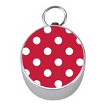 Polka Dots - White on Cardinal Red Silver Compass (Mini)