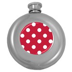 Polka Dots - White on Cardinal Red Hip Flask (5 oz)
