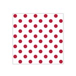 Polka Dots - Cardinal Red on White Satin Bandana Scarf