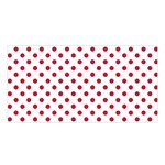Polka Dots - Cardinal Red on White Satin Shawl