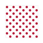 Polka Dots - Cardinal Red on White Small Satin Scarf  (Square)