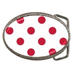 Polka Dots - Cardinal Red on White Belt Buckle
