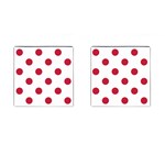 Polka Dots - Cardinal Red on White Cufflinks (Square)